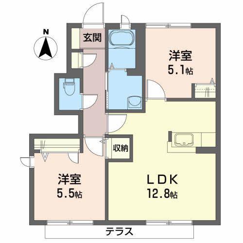 アンアローズ(2LDK/1階)の間取り写真