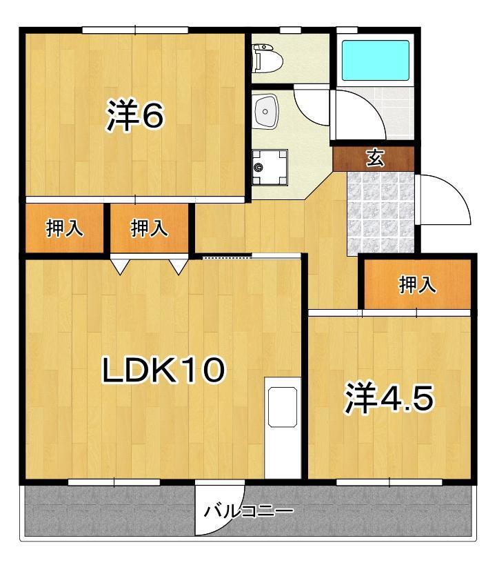 山口ハイツ(2LDK/2階)の間取り写真