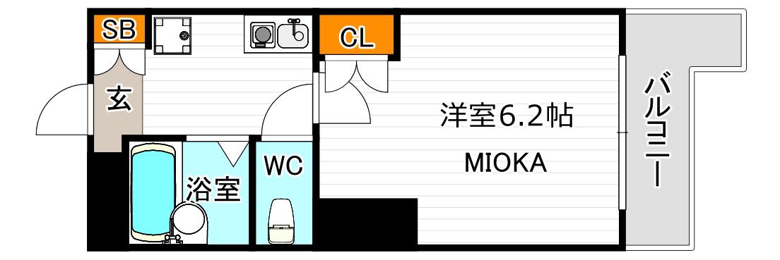 シーダー針中野(1K/7階)の間取り写真