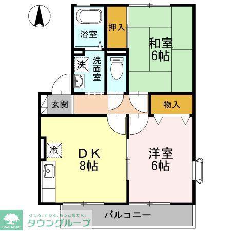 シャトレーJINDAI(2DK/2階)の間取り写真
