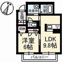 コルテーゼ(1LDK/2階)の間取り写真