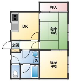 ハイコーポ(2DK/2階)の間取り写真