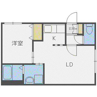 ポーザ宮の沢(1LDK/1階)の間取り写真