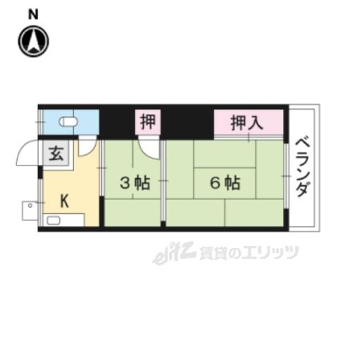 三洋ハイツ(2K/2階)の間取り写真