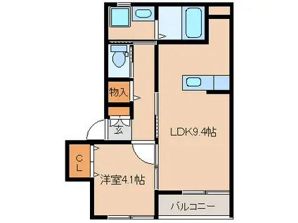 ビューテラス(1LDK/2階)の間取り写真