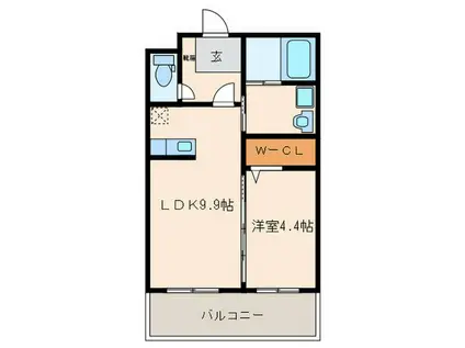 エトワール学研都市II(1LDK/1階)の間取り写真