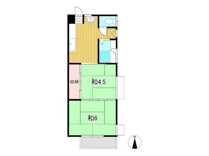 ワタナベハイツ(2K/1階)の間取り写真