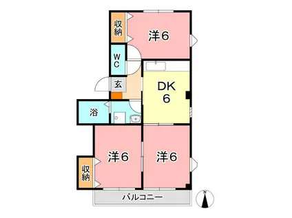 パレーシャルB(3DK/2階)の間取り写真