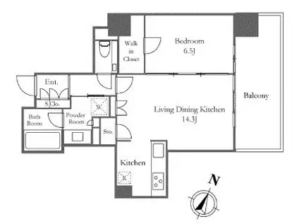プライムガーデン西麻布(1LDK/2階)の間取り写真