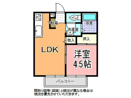関口ハイツ C棟(1LDK/1階)の間取り写真