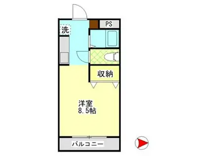 ウィステリアコート田ノ上 II(ワンルーム/2階)の間取り写真