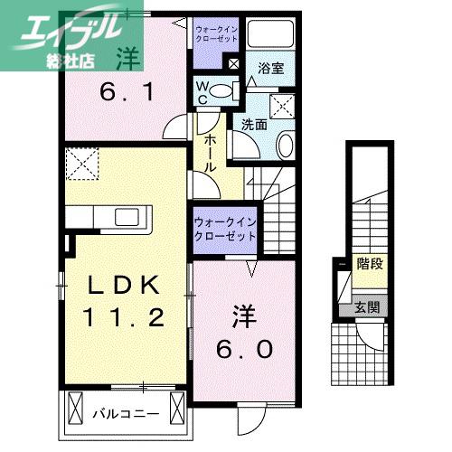 フジ コッティA(2LDK/2階)の間取り写真