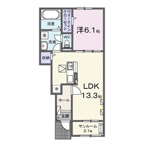 アドラブールC(1LDK/1階)の間取り写真