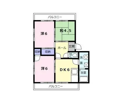 コーポ駅部田(3DK/2階)の間取り写真