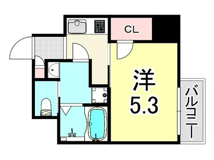 フォーリアライズ昭和南通I(1K/3階)の間取り写真