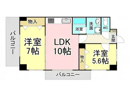 COMFORT SQUARE・LUXE(2LDK/7階)の間取り写真