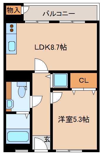 ソフィア朝霧(1LDK/4階)の間取り写真