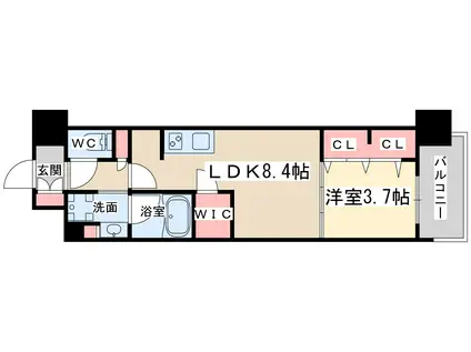 アーバネックス同心Ⅱ(1LDK/11階)の間取り写真
