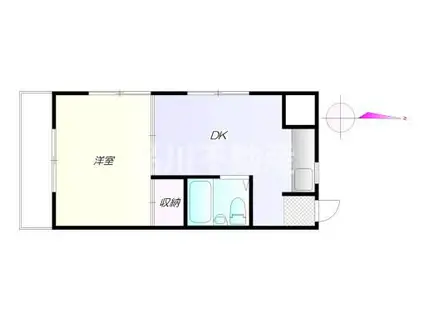 リバーフィールドマンション(1DK/2階)の間取り写真