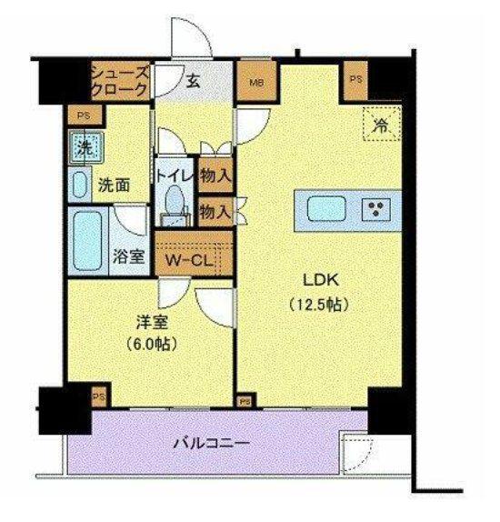 ジェノヴィア新宿中落合スカイガーデン(1LDK/1階)の間取り写真