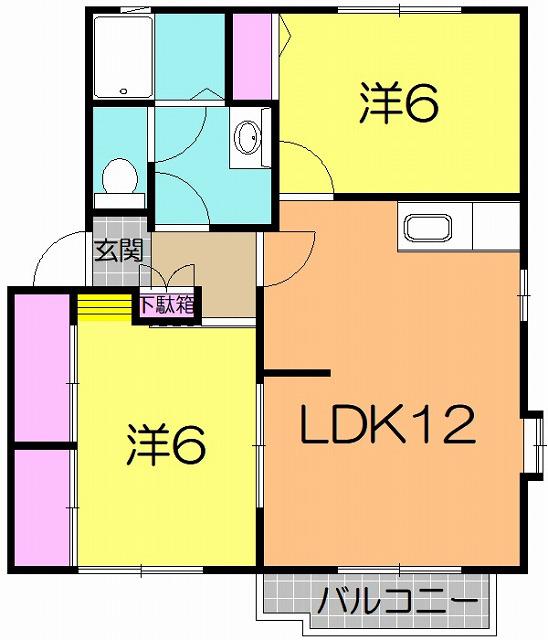 メゾンパークスC(2LDK/2階)の間取り写真