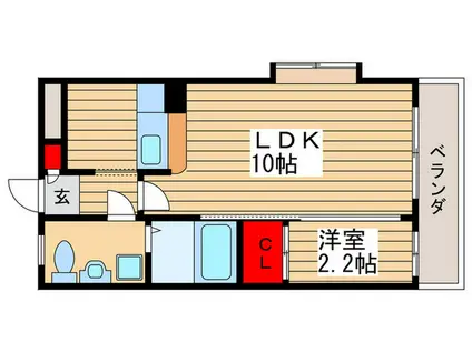 サンシャイン津田沼(1LDK/2階)の間取り写真