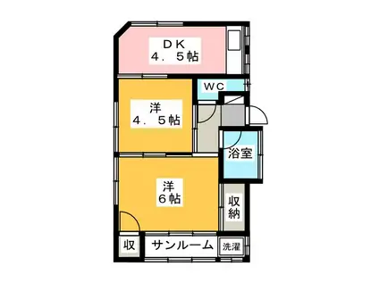 パール丸山(2DK/2階)の間取り写真