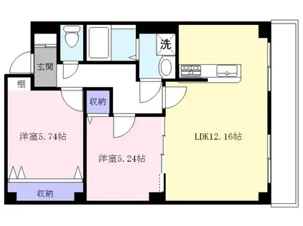 パレスフリージア(2LDK/3階)の間取り写真