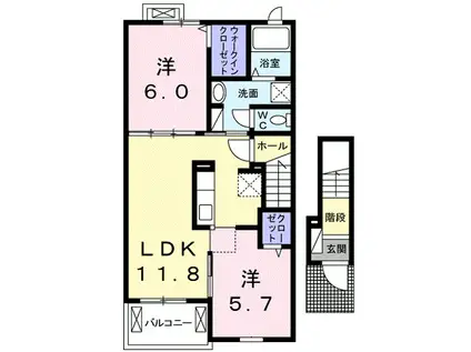 エレガント シックス リリィ(2LDK/2階)の間取り写真