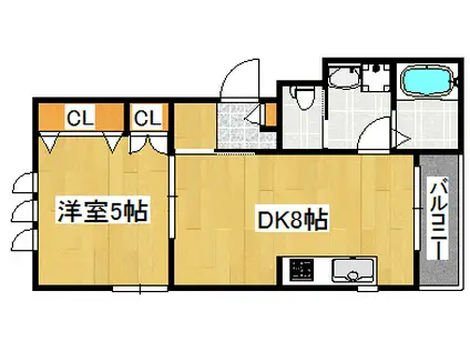 MODERATO(1DK/3階)の間取り写真