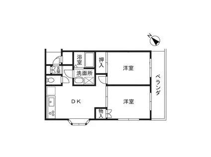 ハイツイノキ(2DK/2階)の間取り写真