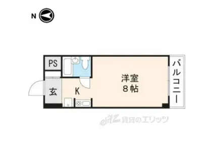 チコーベルメゾン札ノ辻Ⅱ(ワンルーム/2階)の間取り写真