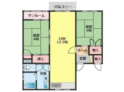 ラ・ビレッテA(2LDK/1階)の間取り写真