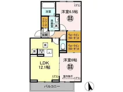 アルメリア A棟(2LDK/1階)の間取り写真