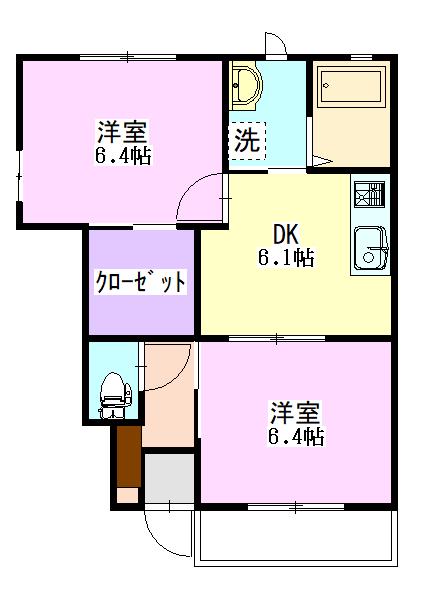 エスポワールA102(2DK/1階)の間取り写真