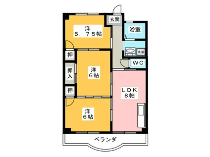 ファミール上松(3LDK/2階)の間取り写真