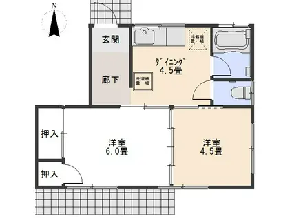 高田コーポ石原(2DK/1階)の間取り写真