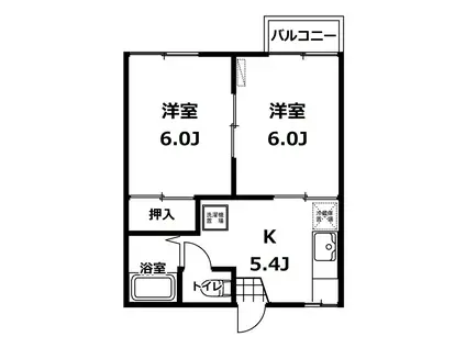 COSMOS N&T I B棟(2K/2階)の間取り写真