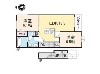 クレール丹波1(2LDK/2階)の間取り写真