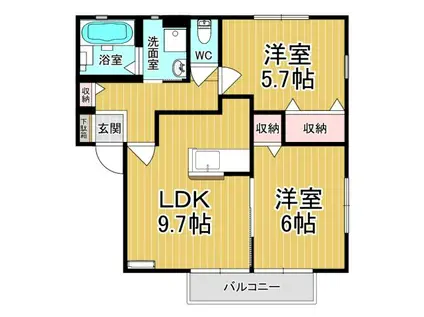 レジデンス・ノヴァB(2LDK/2階)の間取り写真