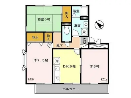 ヴァンベール冨士(3DK/3階)の間取り写真