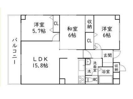 ライフ第5マンション大平台(3LDK/5階)の間取り写真