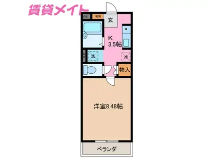 フリオフラッシュ(1K/3階)の間取り写真