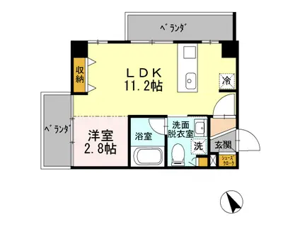 HOUSE TAGAWA(1LDK/8階)の間取り写真