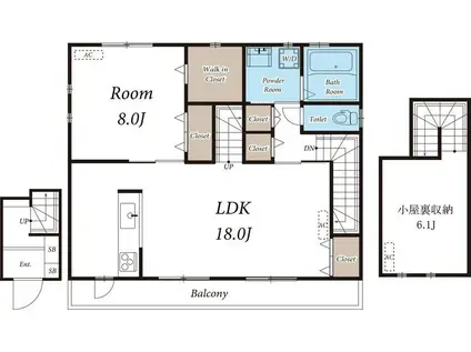 昭島市東町 戸建(1LDK/1階)の間取り写真
