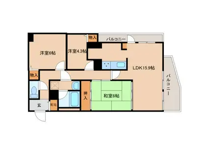 コスモ大和高田(3LDK/2階)の間取り写真