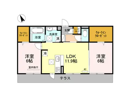 グランフェリス(2LDK/1階)の間取り写真
