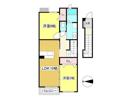 ライグッドII(2LDK/2階)の間取り写真