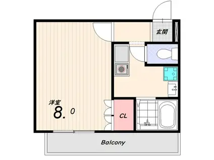 テイエスビル須磨(1K/2階)の間取り写真