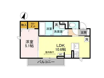 CLASSEUM幸西III(1LDK/2階)の間取り写真